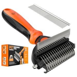 Spring Blossoms-2 in 1 Professional Grooming Rake for Cats & Dogs-Dematting Comb for Easy Mats & Tangles Removing,Pet Brush Safe No More Nasty Shedding and Flying Hair (Orange) : Pet Supplies